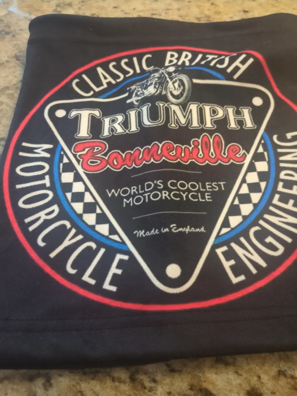 Triumph Bonneville Graphic Neck Tube/Scarf - Black with Red & Blue Logo